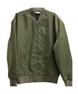 Reebok Mens Bomber Jacket Olive Green Athletic Streetwear Logo Pocket Fu... - $39.59