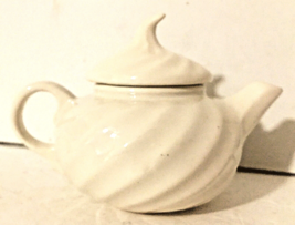 Vintage Camark Pottery Teapot White Swirl 5&quot;H 7&quot;W USA ca 1950s - $22.49