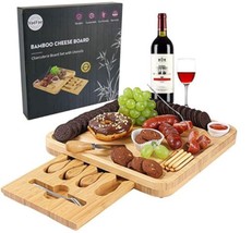 VaeFae Cheese Board &amp; Knife Set Bamboo Charcuterie Board Set With Utensils ~NEW~ - $38.00