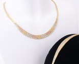 Tri-Tone 14k Geneva Link Gold Necklace and Bracelet Set - Yellow Rose Wh... - £1,953.42 GBP