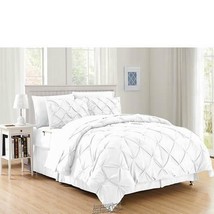 Pintuck Bed-in-a-bag 8-Piece Comforter Set White Bedding King 108&quot;x 96&quot; - £58.68 GBP