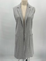 Allison Joy Longline Sleeveless Jacket Duster Vest Sz S Gray Open Front - $49.00