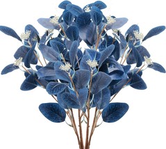 Gtidea 6 Pcs. Blue Artificial Eucalyptus Leaves Spray Greenery Stems Branches - £28.71 GBP