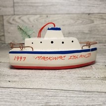 Mackinac Island Michigan Wood Boat Ornament 1997 Cape Shore Inc - £9.36 GBP