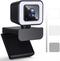 1080p HD Webcam with Ring Light. Webcam with Microphone for Desktop.Plug and Pla - £31.81 GBP