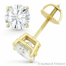 Round Forever Brilliant Moissanite 14k Yellow Gold 4Pr Screwback Stud Earrings - £165.13 GBP+