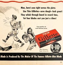 1941 Gillette Thin Shaving Razor Baseball Advertisement Hygiene Hair Care DWNN12 - £18.68 GBP