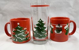 2 Waechtersbach Ceramic Coffee Mugs Red + Christmas Tree Glass 14 oz Germany - £27.05 GBP