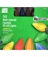 HOME ACCENTS HOLIDAY 1006 244 133 50CT MULTICOLOR LED C9 32&#39; GREEN STRIN... - £17.90 GBP