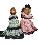 Vintage 9&quot; Dresser Dolls Hand Crafted Crocheted Dresses, Set of 2, Pink ... - €37,14 EUR