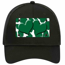 Green White Giraffe Green Centered Hearts Novelty Black Mesh License Plate Hat - £22.92 GBP