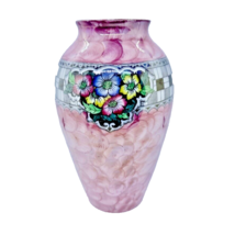 Maling Art Deco Pottery Vase England Geometric Florals - $108.90