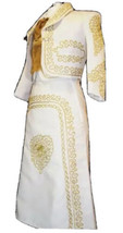 Beige Gold Women&#39;s Mariachi Charro Dress Outfit Mexico Folklorico Fiesta New - £134.01 GBP+