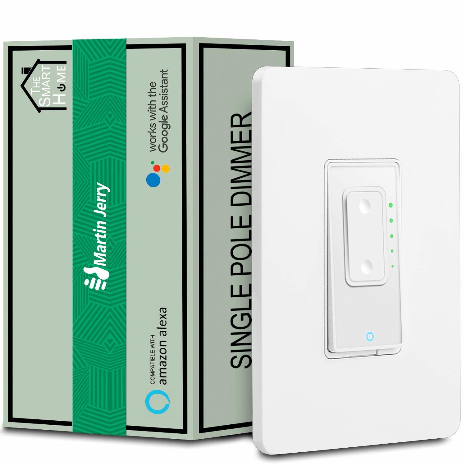 Smart Dimmer Switch by Martin Jerry | White, Supports LED, 2.4G WiFi, Voice - $39.99