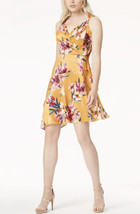 NWT BAR III Womens Gold Floral Asymmetrical Sleeveless V Neck Dress Size... - £34.35 GBP