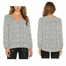 Three Eighty Two Aspen Black White Mottled Peasant Blouse Size XS - $55.00