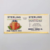 Vintage Sterling Pure Tomato Juice Can Label Bridwell Canning Marshfield MO - £11.00 GBP