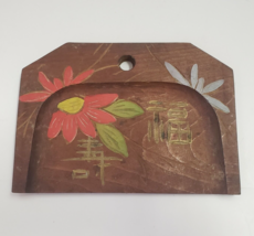 Silent Butler Crumb Dust Pan Wooden Tray Hand Carved Floral Vintage - £7.09 GBP