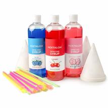 Nostalgia Premium Snow Cone Party Kit, 3 Syrups, Blue Raspberry, Cherry,... - $45.90 CAD