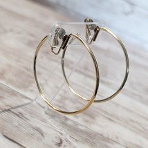 Vintage Clip On Earrings Large Statement Hoops Gold Tone 2 &amp; 1/8&quot; - £12.01 GBP