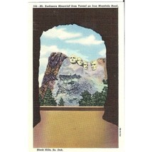 Mt Rushmore Memorial From Tunnel On Iron Mountain Road SD Linen Postcard - $6.92
