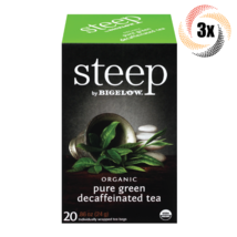 3x Boxes Steep Bigelow Pure Decaffeinated Green Tea | 20 Bags Each | .86oz - £16.71 GBP