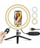 Victsing 10&quot; LED Ring Light Tripod Adjustable 10 Brightness Shades Phone... - £14.94 GBP