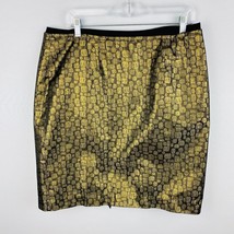 Ann Taylor LOFT Womens 16  Gold Metallic Abstract Print Lined Pencil Skirt - £18.39 GBP