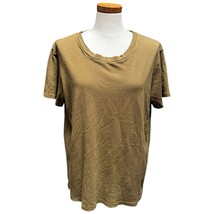 Nili Lotan Brady Women&#39;s Olive Distressed T-Shirt Tee Top Size Large Mad... - $49.80