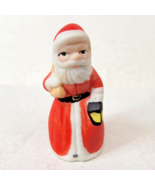 Christmas Thimble  Enesco Santa Claus Bisque Vintage with Sack and Lantern - $7.33