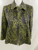 Ellen Tracy Women Snake Print Neon green purple suit blazer Stretch Petites 6P - £19.98 GBP