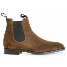 Chelsea Jumper Slip On Brown High Ankle Derby Toe Handmade Suede Leather Boots - £127.88 GBP+