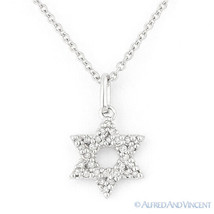 0.10ct Diamond Star of David Magen Judaica Charm Pendant 14k White Gold Necklace - £159.86 GBP