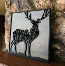 Two Layer Wooden Deer Wall Art 11 1/2&quot; x 11 1/2&quot; - £23.09 GBP