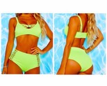 Colori Luminosi Fluo Verde Lime con Spalline Cut Out Incrociate Bikini 2... - $16.43