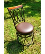 Dark Metal Swivel Counter Stool with Brown Faux Leather Upholstered Seat - $44.55