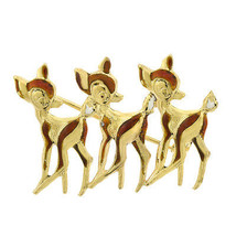 18K Yellow Gold Bambi Enamel Deer Vintage FABOR Brooch Pin - £354.22 GBP