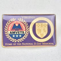AMVETS National D-Day Memorial Pin Gold Tone Enamel USA Veteran 2002 Vir... - $9.95