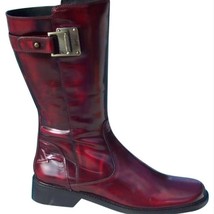 Donald Pliner Peace RED Polished Calf Boot Shoe Riding Boot New Couture ... - $198.00