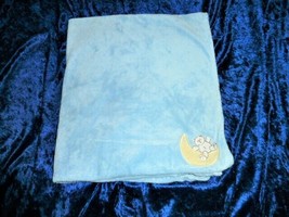 Expectations by Martex Baby Boy Blue Teddy Bear Yellow Moon Plush Blanket - $49.49