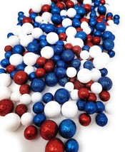 Patriotic Red, White and Blue Balls Glitter Foam Scatter Vase or Bowl Filler 4 C - $19.55