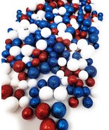 Patriotic Red, White and Blue Balls Glitter Foam Scatter Vase or Bowl Fi... - £15.34 GBP
