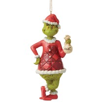 Jim Shore Grinch Ornament Hanging with Bag Coal Resin 5.12" High #6012708
