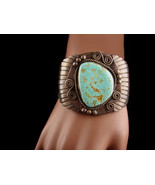 Vintage Wide turquoise Sterling Bracelet - Old Pawn Zuni hand signed Cuf... - £1,874.54 GBP