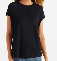 J Jill Sz M Top Black Short Sleeve Soft Linen Pullover NEW Oversize Tee ... - $49.00
