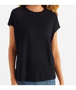 J Jill Sz M Top Black Short Sleeve Soft Linen Pullover NEW Oversize Tee ... - $49.00