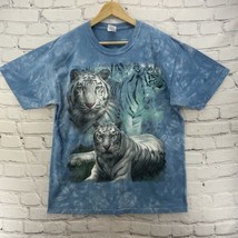 Siberian Tiger Print Blue Gildan Graphic Tee T Shirt Mens Sz L  - $19.79