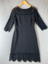 Express High Waist Dress Womens 8 Elegant Lace 3/4 Sleeve Black simple  - $38.77