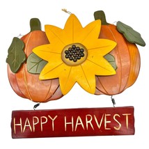 Autumn Prima Creations Fall Sign 12.5 x 12 Happy Harvest Pumpkins Sunflo... - £10.90 GBP