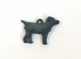 Antique or Vintage Metal Dog Charm Blue Painted Unknow Era - £7.94 GBP